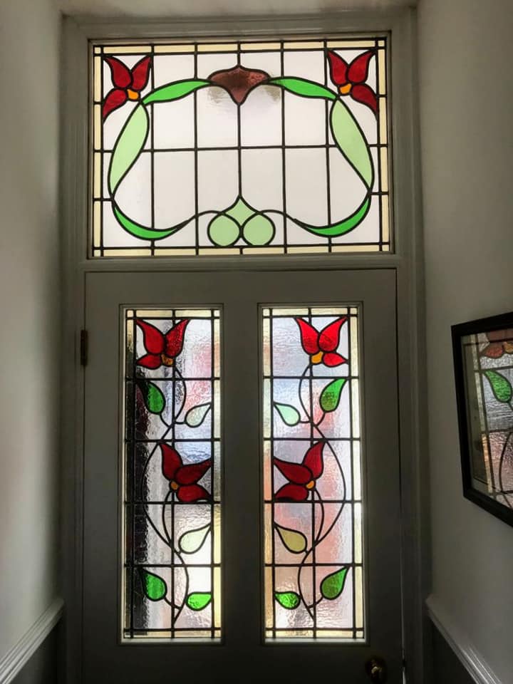 A bespoke glass design to compliment his new door