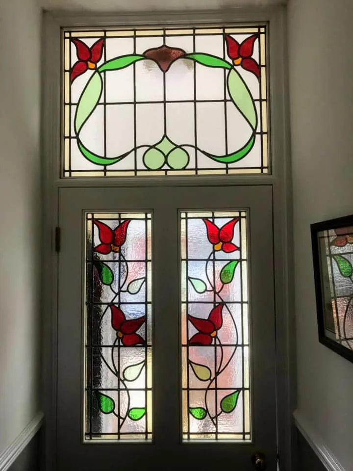A bespoke glass design to compliment his new door